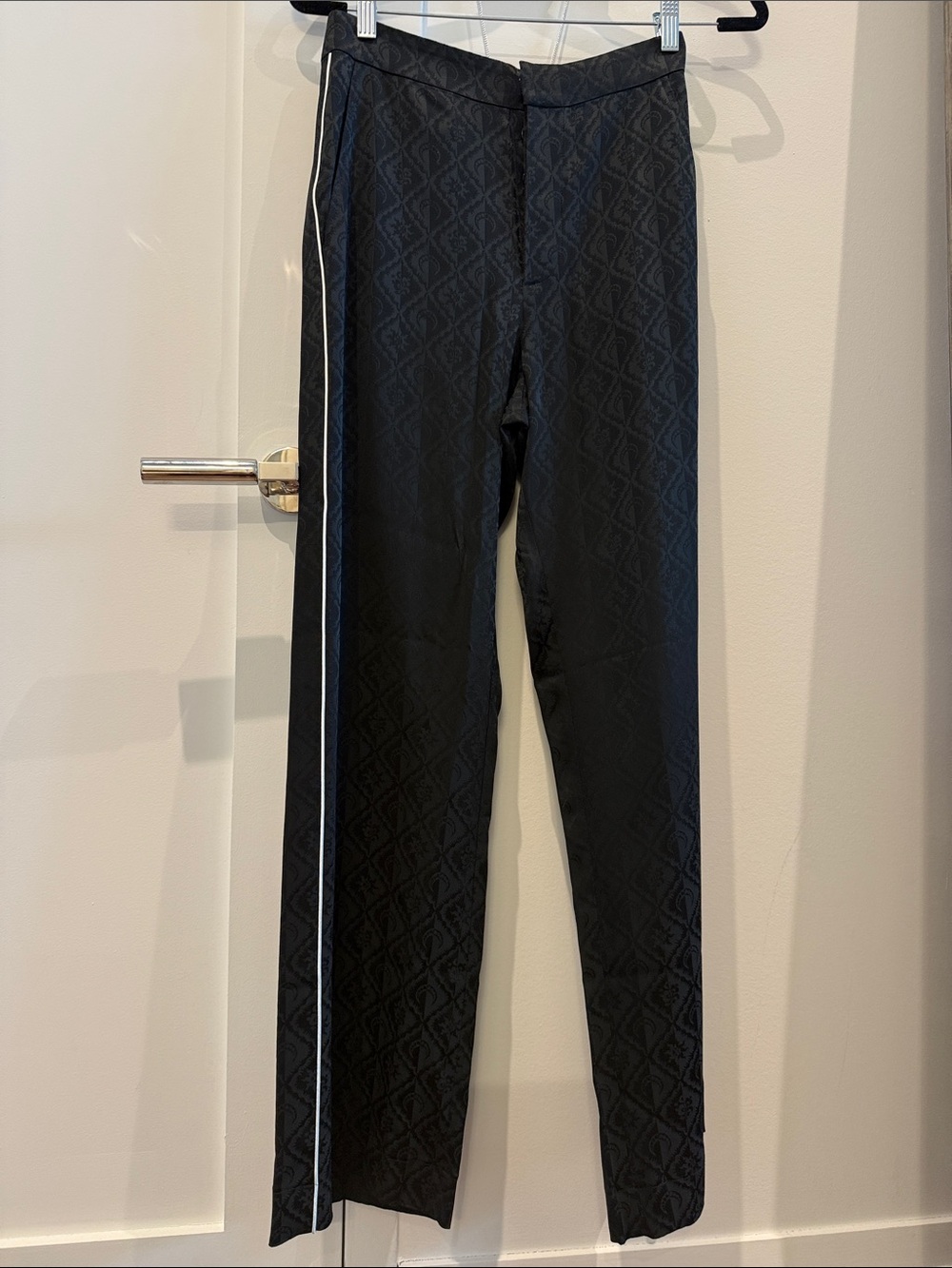 Marine Serre Black Chinos with White Side Piping